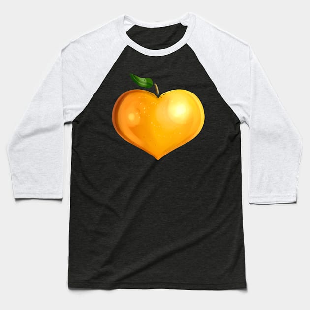 Orange In Heart Shape - Vegetarian - Go Vegan Baseball T-Shirt by SinBle